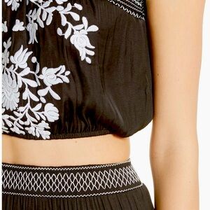 Free People Tropical Haze Black and White Embroidered 2 piece set
